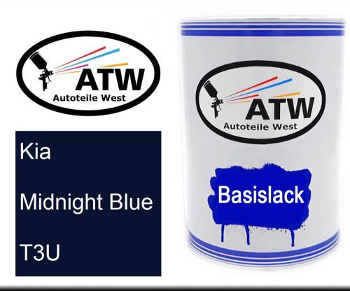 Kia, Midnight Blue, T3U: 500ml Lackdose, von ATW Autoteile West.